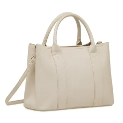 Borsa a mano da donna bianco off-white Lora Ferres in similpelle con tracolla