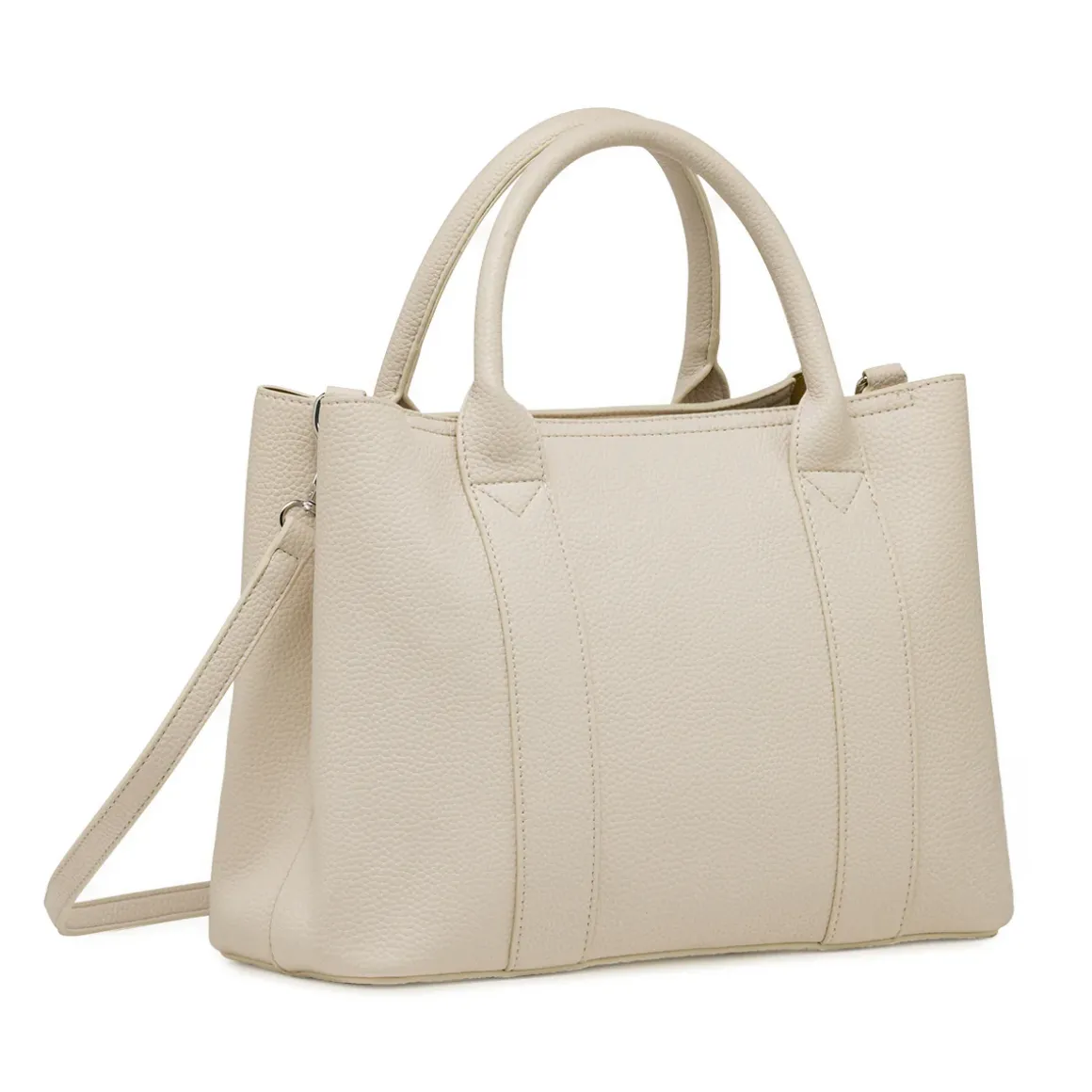 Borsa a mano da donna bianco off-white Lora Ferres in similpelle con tracolla