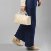 Borsa a mano da Donna bicolore bianco e beige a righe Lora Ferres
