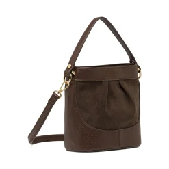 Borsa a mano da Donna marrone effetto scamosciato e tracolla Lora Ferres