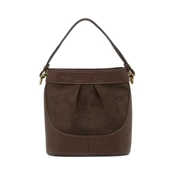 Borsa a mano da Donna marrone effetto scamosciato e tracolla Lora Ferres