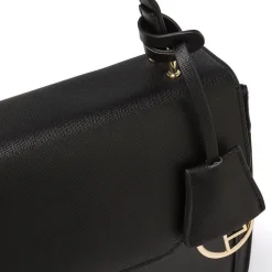 Borsa a mano da donna nera Lora Ferres con tracolla e dettagli oro