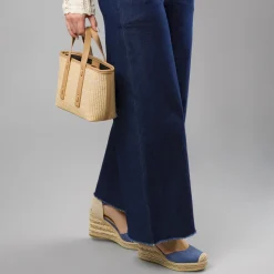 Borsa a mano da Donna nude effetto paglia con tracolla Lora Ferres