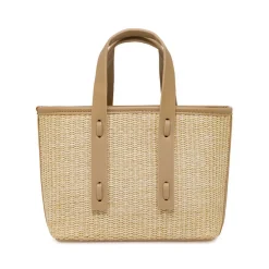 Borsa a mano da Donna nude effetto paglia con tracolla Lora Ferres