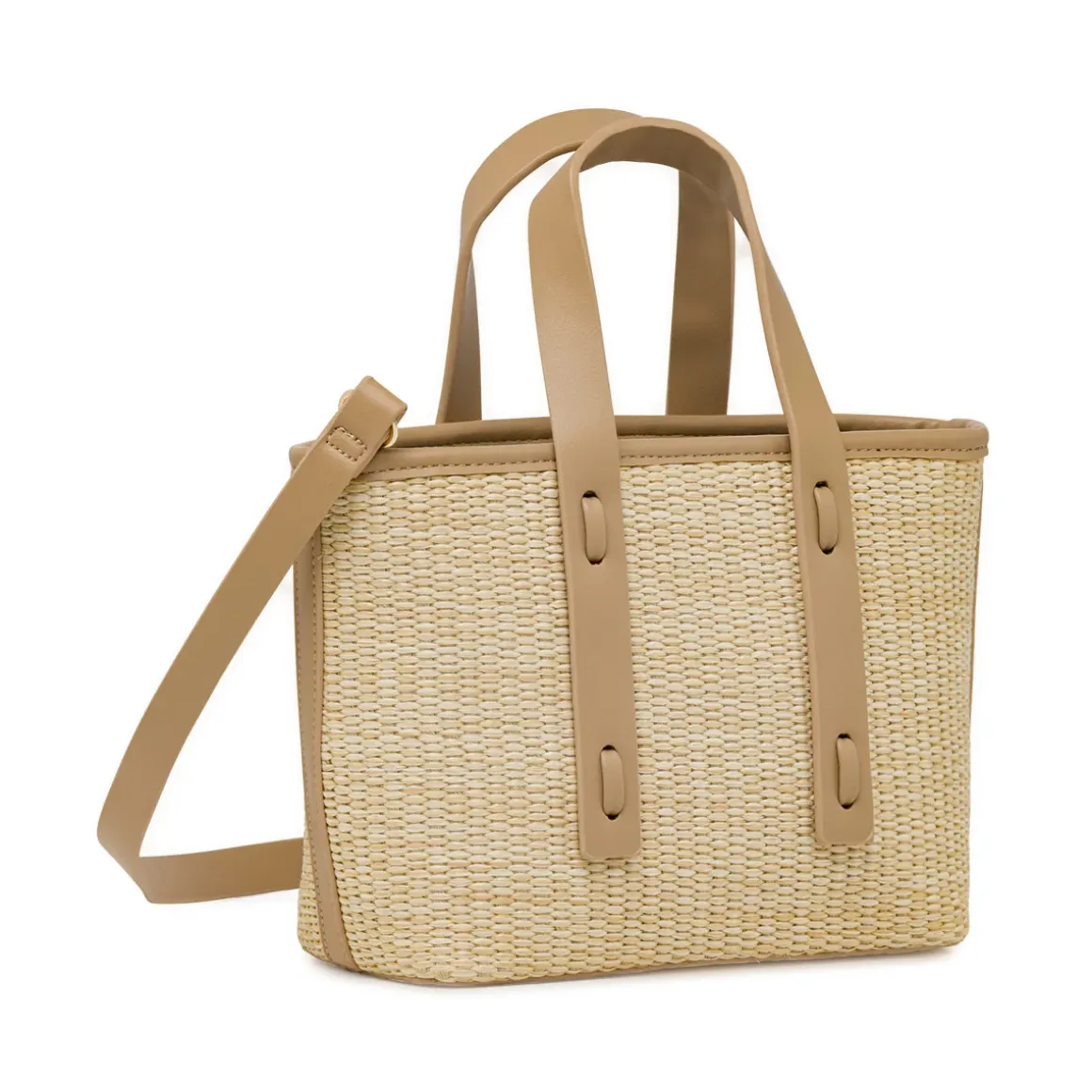 Borsa a mano da Donna nude effetto paglia con tracolla Lora Ferres