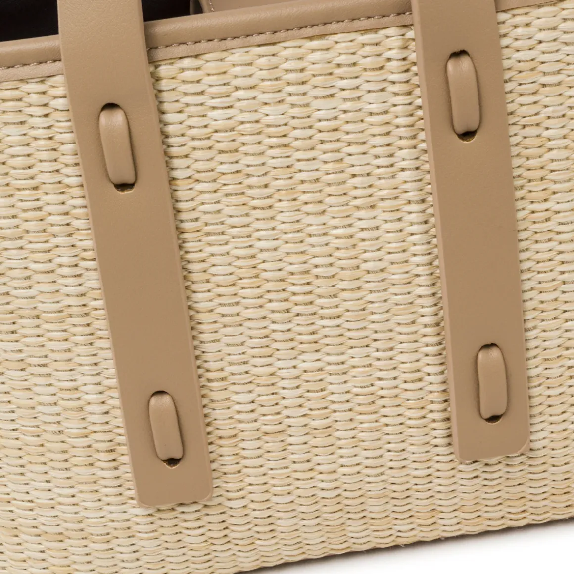 Borsa a mano da Donna nude effetto paglia con tracolla Lora Ferres