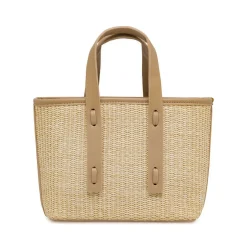 Borsa a mano da Donna nude effetto paglia con tracolla Lora Ferres