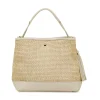 Borsa a mano da Donna nude effetto paglia con nappa Lora Ferres