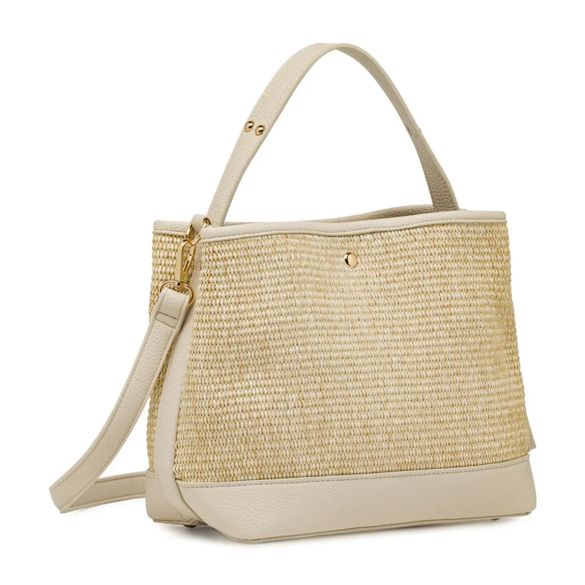 Borsa a mano da Donna nude effetto paglia con nappa Lora Ferres