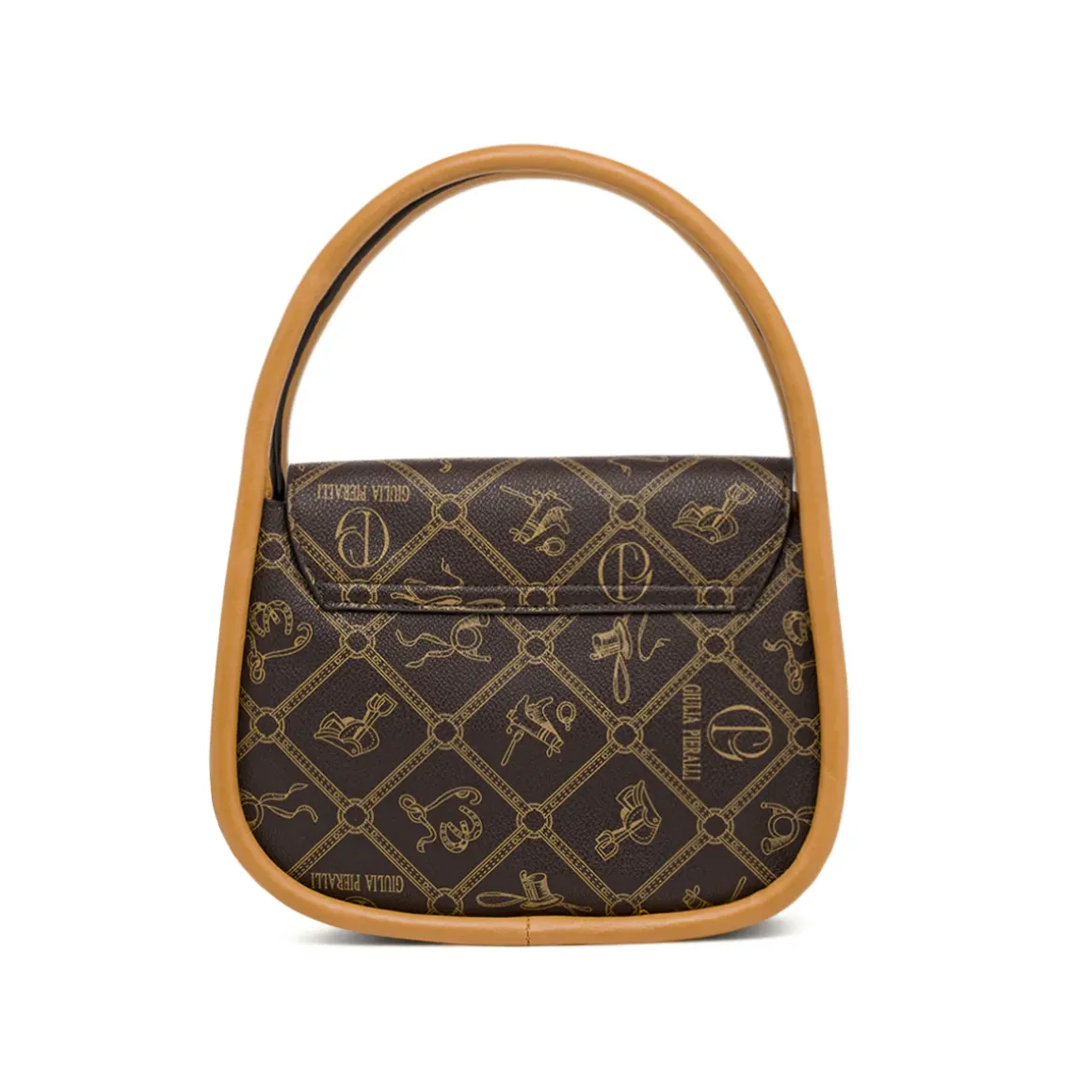 Borsa a mano Donna marrone con stampa logo e tracolla Giulia Pieralli