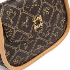 Borsa a mano Donna marrone con stampa logo e tracolla Giulia Pieralli