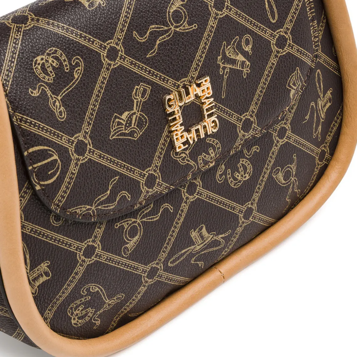 Borsa a mano Donna marrone con stampa logo e tracolla Giulia Pieralli