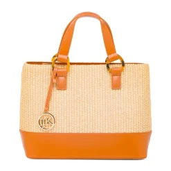 Borsa a Mano in Rafia da Donna con Ciondolo rimovibile Logo Lumberjack