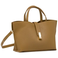 Borsa a mano Tote bag Lora Ferres da donna marrone con fibbia metallica