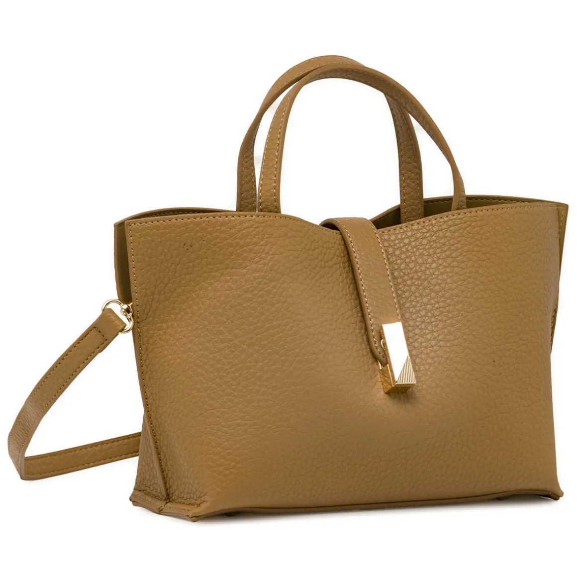 Borsa a mano Tote bag Lora Ferres da donna marrone con fibbia metallica