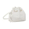 Borsa a secchiello bianca da Donna con ricamo macramé Lora Ferres
