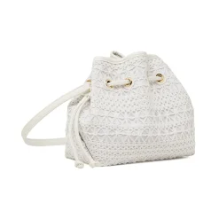 Borsa a secchiello bianca da Donna con ricamo macramé Lora Ferres