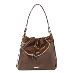 Borsa a secchiello marrone da Donna Lora Ferres