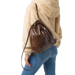 Borsa a secchiello marrone da Donna Lora Ferres