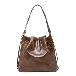 Borsa a secchiello marrone da Donna Lora Ferres