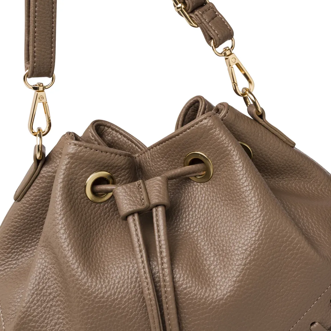 Borsa a secchiello marrone da Donna con frange e tracolla Lora Ferres