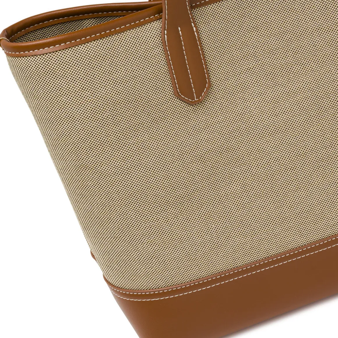 Borsa a spalla ampia da donna Lora Ferres beige e marrone in tessuto