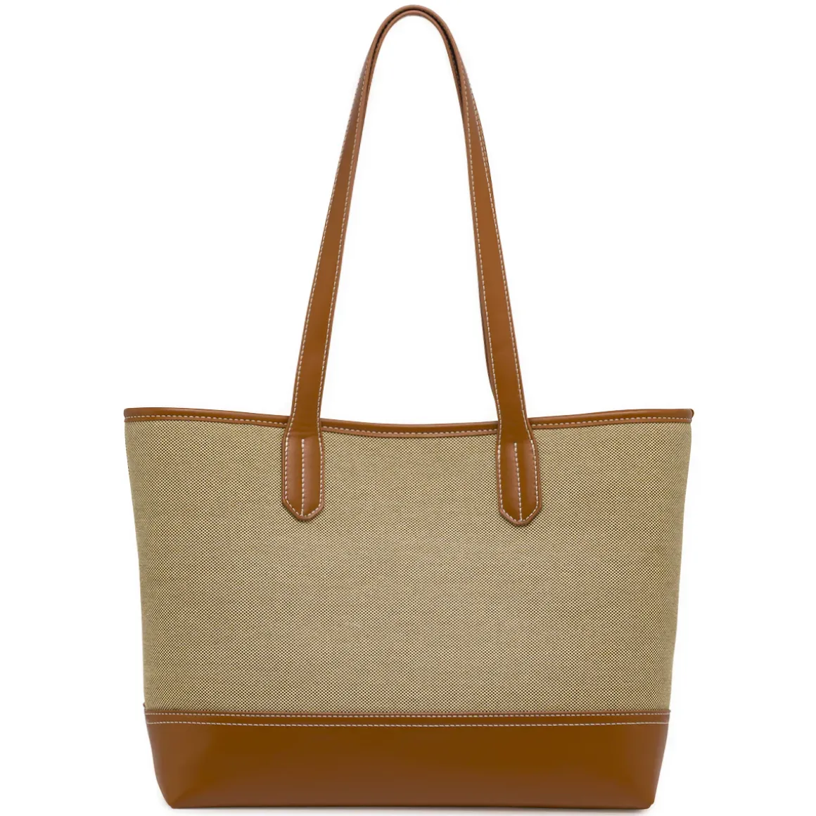 Borsa a spalla ampia da donna Lora Ferres beige e marrone in tessuto