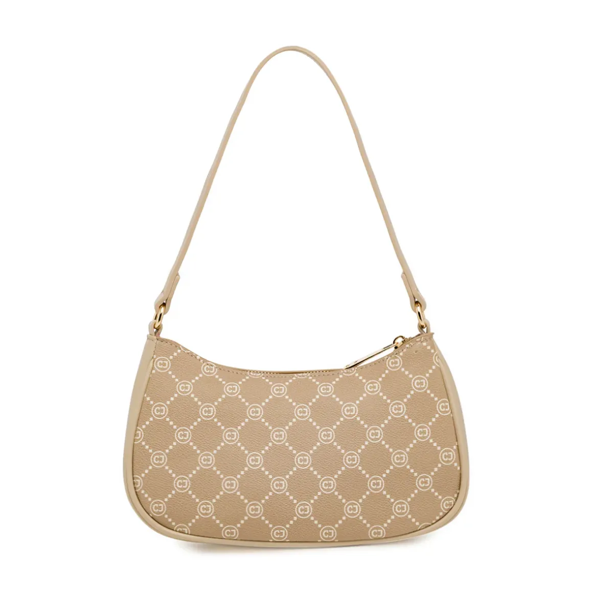Borsa a spalla beige da Donna con stampa monogram Carrera Jeans