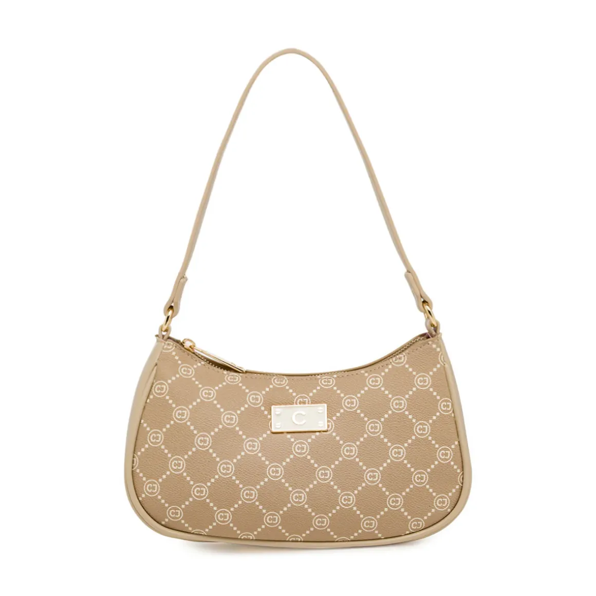 Borsa a spalla beige da Donna con stampa monogram Carrera Jeans