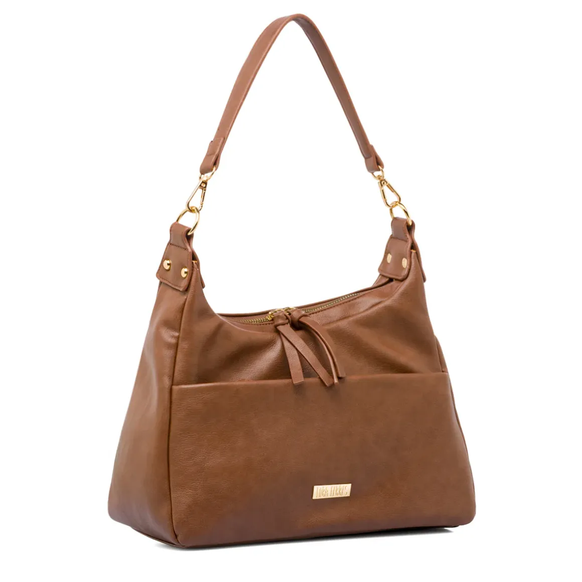 Borsa a spalla beige da Donna con tasca e zip Lora Ferres