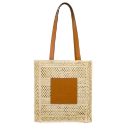 Borsa a spalla beige da Donna effetto paglia con patch Swish Jeans