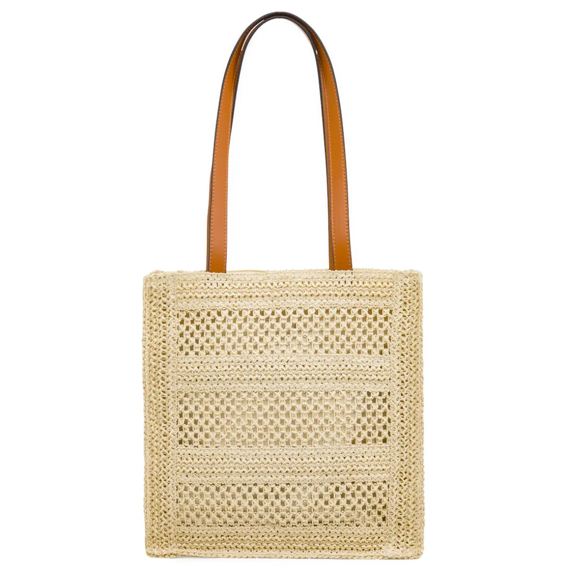Borsa a spalla beige da Donna effetto paglia con patch Swish Jeans