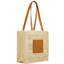 Borsa a spalla beige da Donna effetto paglia con patch Swish Jeans