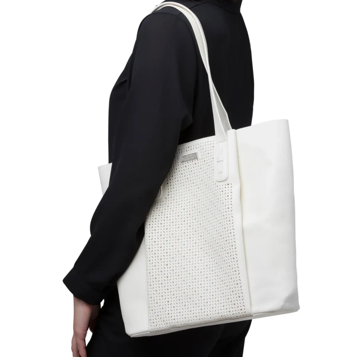 Borsa a spalla bianca da Donna con dettaglio traforato Lora Ferres