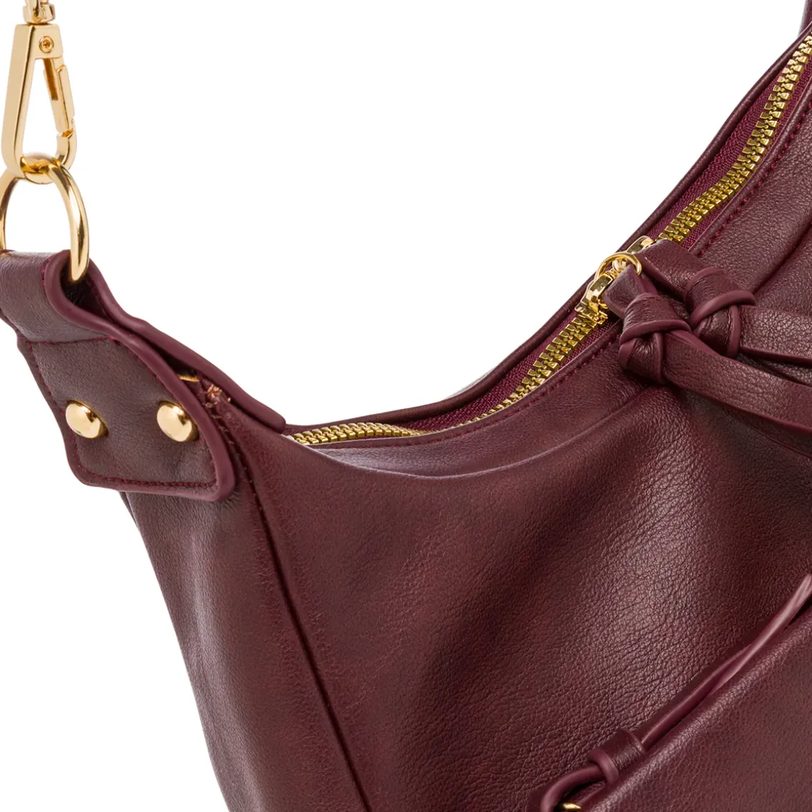 Borsa a spalla Bordeaux da Donna con tasca frontale Lora Ferres