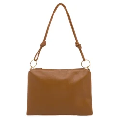 Borsa a spalla color cuoio da Donna con rifiniture dorate Lora Ferres
