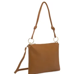 Borsa a spalla color cuoio da Donna con rifiniture dorate Lora Ferres