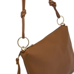 Borsa a spalla color cuoio da Donna con rifiniture dorate Lora Ferres