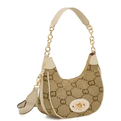 Borsa a spalla da Donna beige con stampa logo e catena Carrera Jeans