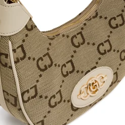 Borsa a spalla da Donna beige con stampa logo e catena Carrera Jeans