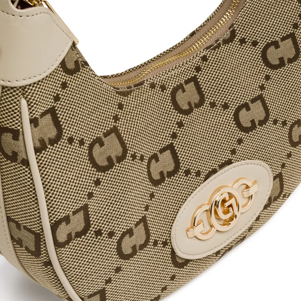 Borsa a spalla da Donna beige con stampa logo e catena Carrera Jeans