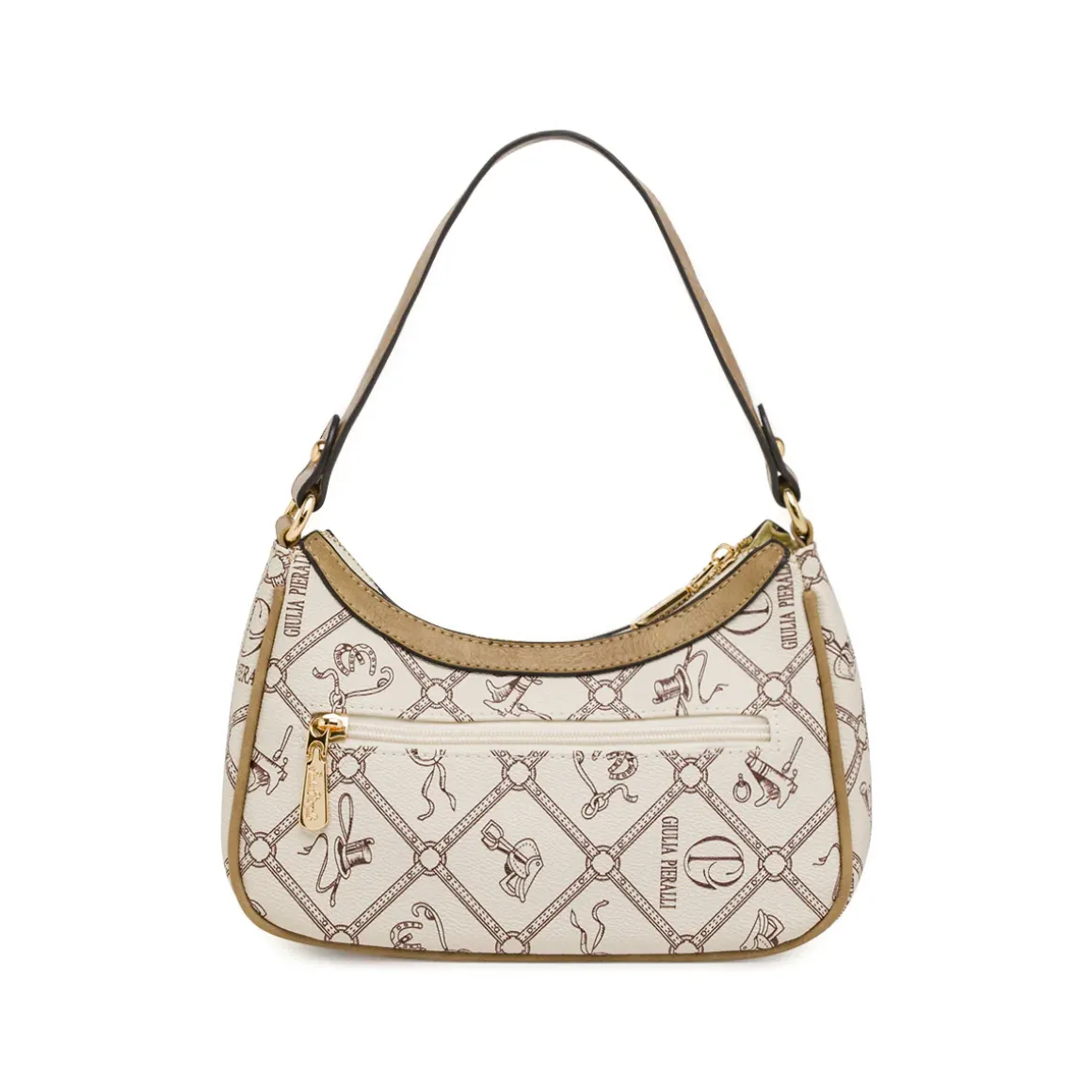 Borsa a spalla da Donna beige con stampa monogram Giulia Pieralli