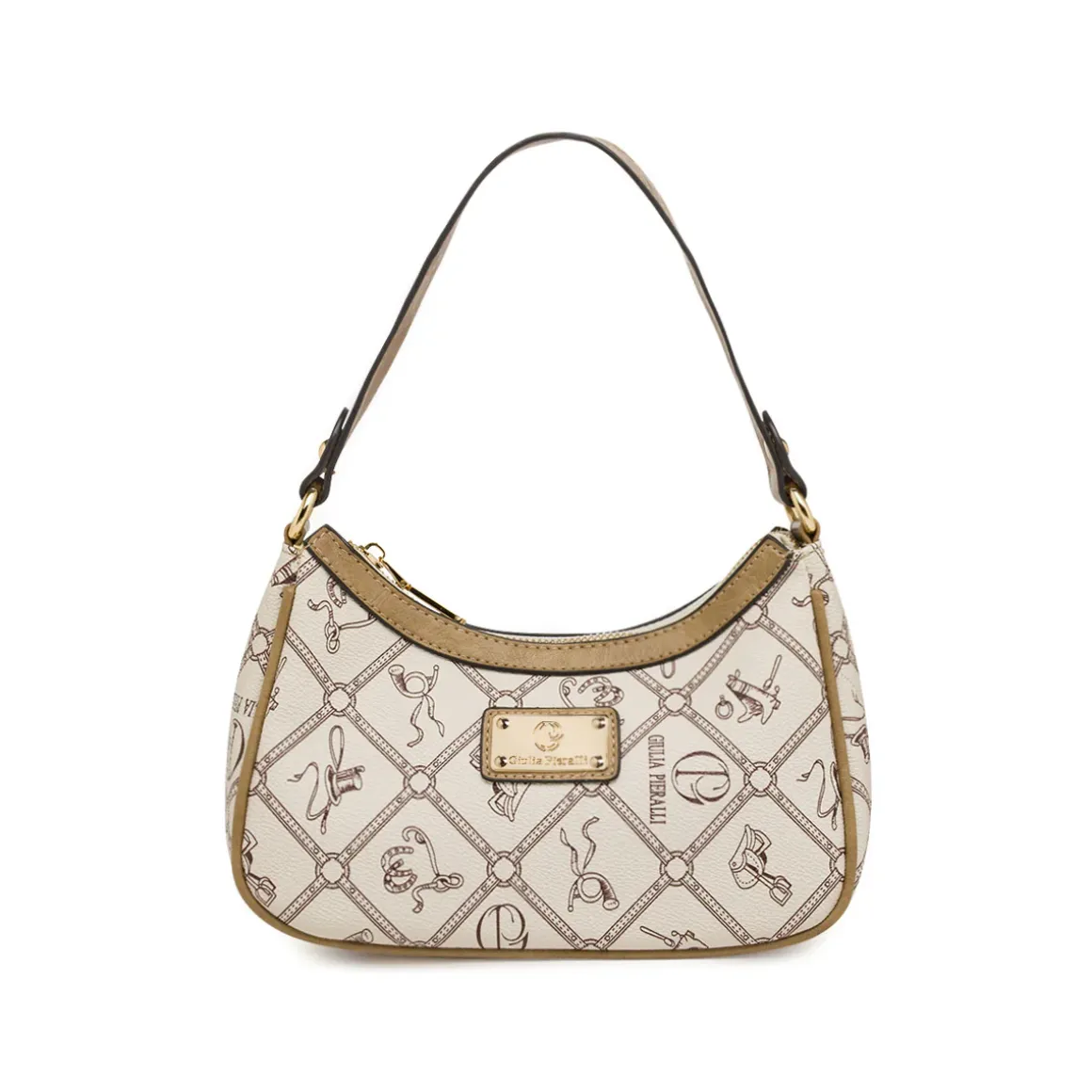 Borsa a spalla da Donna beige con stampa monogram Giulia Pieralli