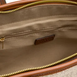 Borsa a spalla da donna beige e con dettagli marroni Swish Jeans