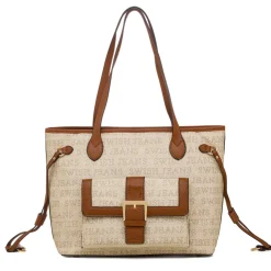 Borsa a spalla da donna beige e con dettagli marroni Swish Jeans