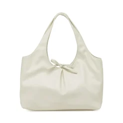 Borsa a spalla da donna bianca Lora Ferres morbida con fiocco