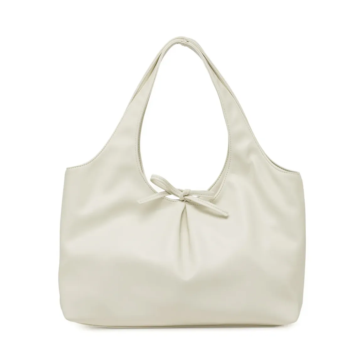 Borsa a spalla da donna bianca Lora Ferres morbida con fiocco