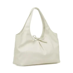Borsa a spalla da donna bianca Lora Ferres morbida con fiocco