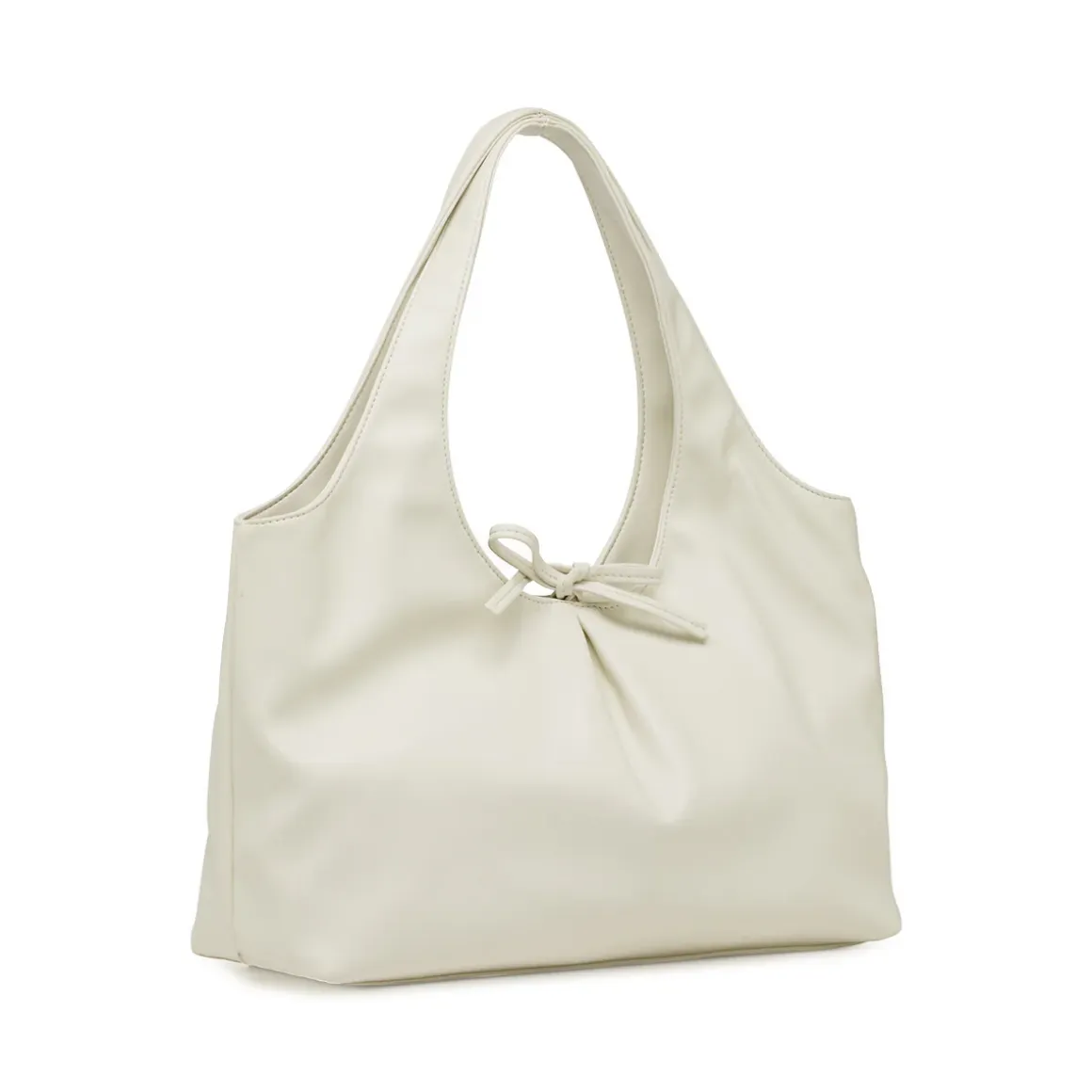 Borsa a spalla da donna bianca Lora Ferres morbida con fiocco