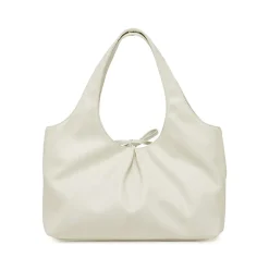 Borsa a spalla da donna bianca Lora Ferres morbida con fiocco
